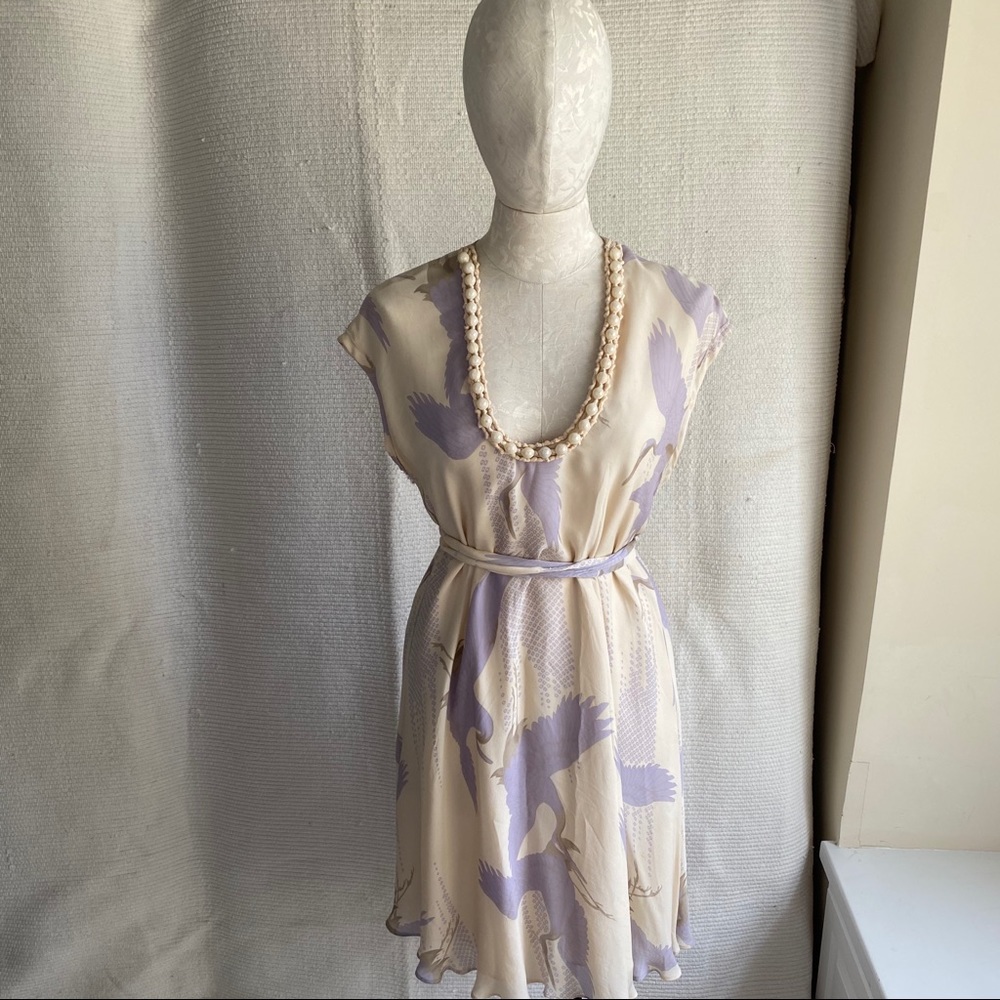 Reformation OG Silk Vintage 90s Crane Print Dress - Picture 8 of 8